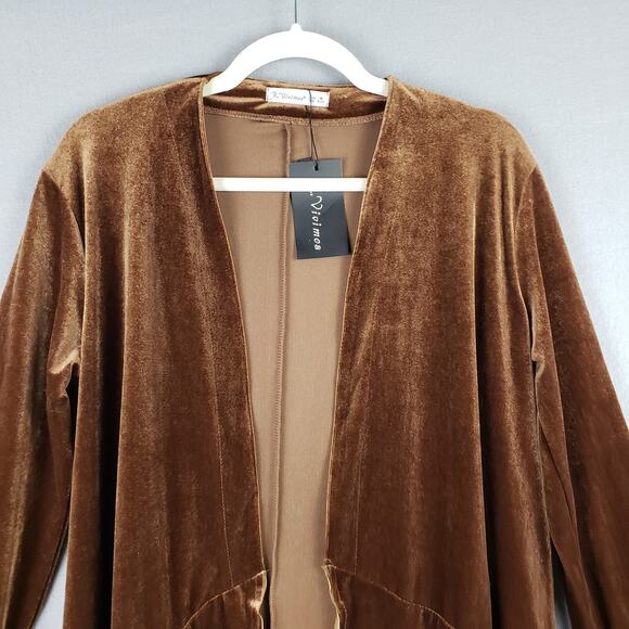 Open Front Velvet Long Robe Jacket Brown Cosplay Steampunk Avant Garde Size M - Picture 4 of 10